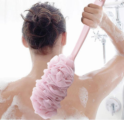 SOHAIL LLC Long Handle Hanging Soft Mesh Back Body Bath Shower Scrubber Brush Sponge