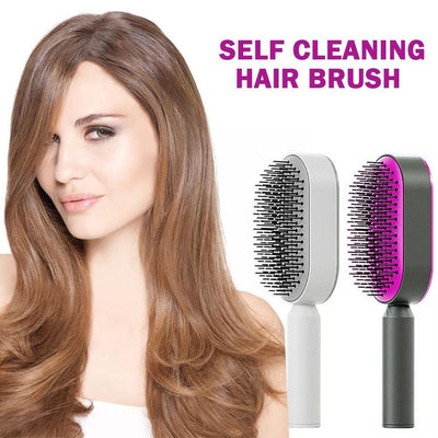 SOHAIL LLC Self Cleaning Hair Brush For Women Massage Scalp